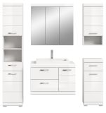 Badm�bel Set 6-teilig Shawn in wei� Hochglanz Badkombination mit Waschbecken 184 x 191 cm