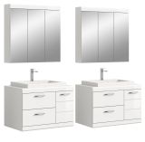 Badm�bel Set 6-teilig Shawn in wei� Hochglanz Badkombination mit Waschbecken 175 x 191 cm
