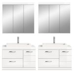 Badm�bel Set 6-teilig Shawn in wei� Hochglanz Badkombination mit Waschbecken 175 x 191 cm