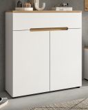 Flurkommode Cooper in wei� und Artisan Eiche Schuhschrank 80 x 94 cm, Soft-Close