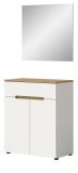 Garderobe Set 2-teilig Cooper in wei� und Artisan Eiche Schuhkommode und Spiegel, Soft-Close