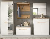 Garderobe Set 7-teilig Cooper in wei� und Artisan Eiche, Komplett-Set mit Sitzkissen und Soft-Close