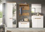 Garderobe Set 7-teilig Cooper in wei� und Artisan Eiche, Komplett-Set mit Sitzkissen und Soft-Close