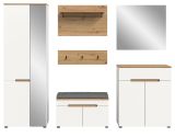 Garderobe Set 7-teilig Cooper in wei� und Artisan Eiche, Komplett-Set mit Sitzkissen und Soft-Close