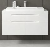 Waschtisch Set Gusto in wei� matt Waschbeckenunterschrank h�ngend MIT Waschbecken 100 cm