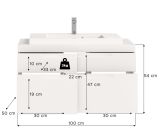 Waschtisch Set Gusto in wei� matt Waschbeckenunterschrank h�ngend MIT Waschbecken 100 cm