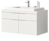 Waschtisch Set Gusto in wei� matt Waschbeckenunterschrank h�ngend MIT Waschbecken 100 cm