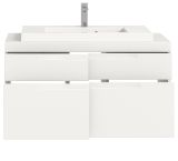 Waschtisch Set Gusto in wei� matt Waschbeckenunterschrank h�ngend MIT Waschbecken 100 cm