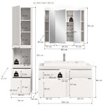 Badm�bel Set 4-teilig Gusto in wei� matt Badkombination mit Waschbecken 153 x 194 cm