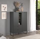 Highboard Nuvola in grau und Eiche Evoke, Wohn- und Esszimmer Vitrinenschrank 100 x 140 cm
