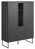 Highboard Nuvola in grau und Eiche Evoke, Wohn- und Esszimmer Vitrinenschrank 100 x 140 cm