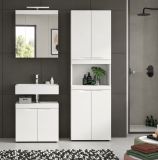Badm�bel Set 4-teilig Gusto in wei� matt Badkombination inkl. LED 135 x 194 cm