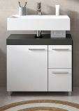 Waschbeckenunterschrank Adam Grau und Wei� 65 cm mit 2x Vollauszug
