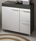 Waschbeckenunterschrank Adam Grau und Wei� 65 cm mit 2x Vollauszug
