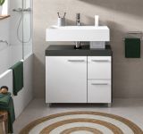 Waschbeckenunterschrank Adam Grau und Wei� 65 cm mit 2x Vollauszug
