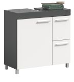 Waschbeckenunterschrank Adam Grau und Wei� 65 cm mit 2x Vollauszug