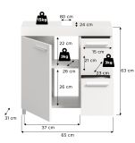 Waschbeckenunterschrank Adam in Wei� 65 x 63 cm mit 2 Vollauszug-Schubladen