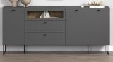 Sideboard Nuvola in grau und Eiche Evoke, Wohn- und Esszimmer Kommode 191 x 84 cm