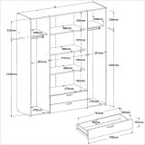 Kleiderschrank Enjour in Jackson Eiche und wei� Dreht�renschrank 4-t�rig mit Spiegel 160 x 185 cm