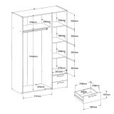 Kleiderschrank Enjour in Jackson Eiche und wei� Dreht�renschrank 3-t�rig mit Spiegel 120 x 185 cm