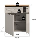 Kommode Skid in Kaschmir Sand und Evoke Eiche Sideboard 80 x 86 cm