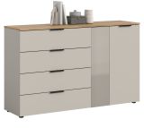 Sideboard Skid in Kaschmir Sand und Evoke Eiche Kommode 140 x 86 cm