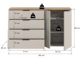 Sideboard Skid in Kaschmir Sand und Evoke Eiche Kommode 140 x 86 cm