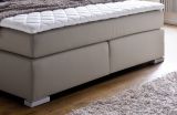 Boxspringbett Isabelle 180 x 200 cm Leder Optik muddy 7 Zonen Tonnentaschenfederkern Matratze