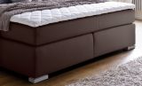 Boxspringbett Isabelle 180 x 200 cm Leder Optik braun 7 Zonen Tonnentaschenfederkern Matratze