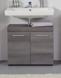 Badezimmer Waschbeckenunterschrank Pebble in Sardegna grau Rauchsilber Badschrank 2-t�rig 58 x 57 cm