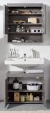 Badezimmer Badm�bel Set Pebble in Sardegna grau Rauchsilber Badkombination 2-teilig 58 x 190 cm