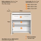 Badezimmer Kommode Adamo in wei� Hochglanz Badschrank 73 x 79 cm