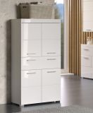 Badezimmer Midischrank Adamo in wei� Hochglanz Badschrank 73 x 132 cm