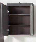 Badezimmer Spiegelschrank Adamo in grau Hochglanz 2-t�rig inklusive Beleuchtung 60 x 77 cm