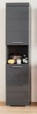 Badezimmer Hochschrank Adamo in grau Hochglanz Badschrank 37 x 190 cm
