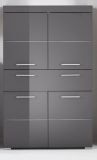 Badezimmer Midischrank Adamo in grau Hochglanz Badschrank 73 x 132 cm
