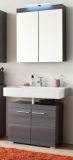 Badezimmer Spiegelschrank Adamo in grau Hochglanz Badschrank 2-t�rig 60 x 77 cm
