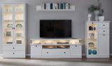 TV-Lowboard Milla in wei� im Landhausstil inklusive Podest 177 x 65 cm Komforth�he