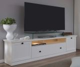 TV-Lowboard Milla in wei� matt, Landhausstil, 177 x 49 cm
