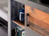 Wohnwand Foundry 4-teilig 340 cm in Used Wood Altholz und Matera grau mit LED Beleuchtung