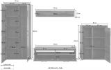 Wohnwand Foundry 4-teilig 340 cm in Used Wood Altholz und Matera grau mit LED Beleuchtung
