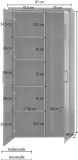 Vitrinenschrank Foundry in Used Wood Altholz Design mit Grau, Vitrine 87 x 189 cm inkl. Beleuchtung