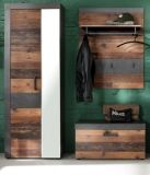 Garderobe Foundry in Old Used Wood mit grau 3-teilig (160 x 192 cm)
