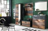 Garderoben Set Foundry 3-teilig in Old Used Wood mit grau (170 x 192 cm)