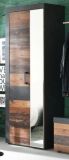 Garderobenschrank Foundry in Used Wood Shabby mit Matera grau Schuhschrank 65 x 192 cm