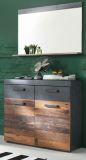 Garderobenspiegel Foundry in Used Wood Shabby mit Matera grau Wandspiegel mit Ablage 90 x 69 cm