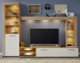 Wohnwand Lumina in Sonoma Eiche hell s�gerau und wei� - Schrankwand 240 x 185 cm