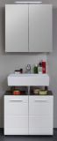 Badezimmer Badm�bel Set Matrix in wei� Hochglanz und Sardegna grau Rauchsilber Badkombination 2-teilig 60 x 182 cm
