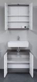 Badezimmer Badm�bel Set Matrix in wei� Hochglanz und Sardegna grau Rauchsilber Badkombination 2-teilig 60 x 182 cm