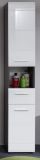 Badezimmer Hochschrank Matrix in wei� Hochglanz und grau Rauchsilber 30 x 182 cm